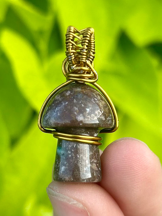 Ocean Jasper Mushroom Carved Pendant