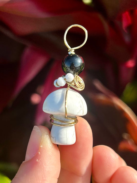Howlite Mushroom Carved Pendant