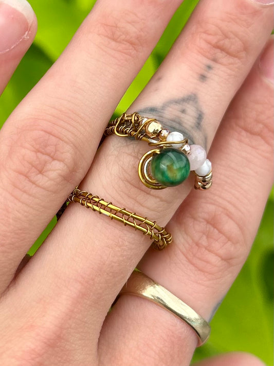 Tigers Eye Spiral Ring (Adjustable)