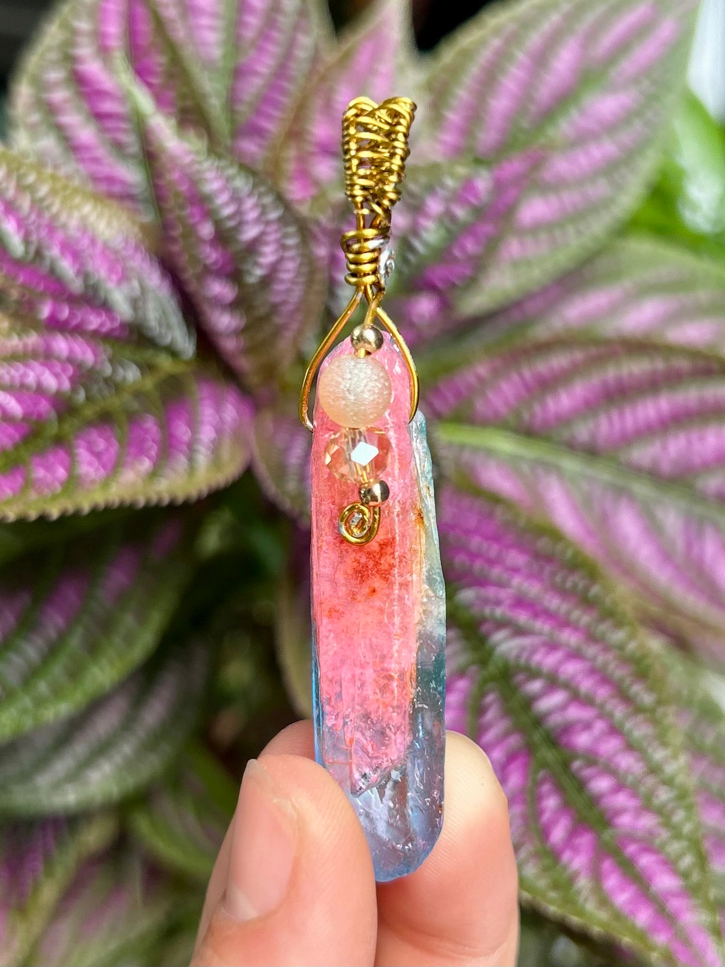 Cotton-Candy Dyed Quartz Pendant