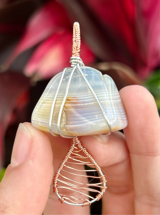 Banded Agate Mushroom Pendant