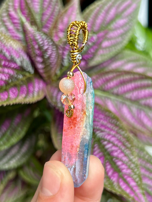 Cotton-Candy Dyed Quartz Pendant