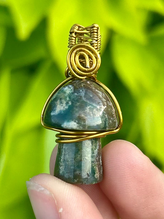 Ocean Jasper Mushroom Carved Pendant